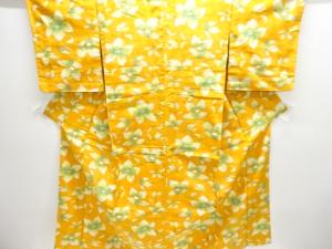 枝花模様織出し十日町紬着物